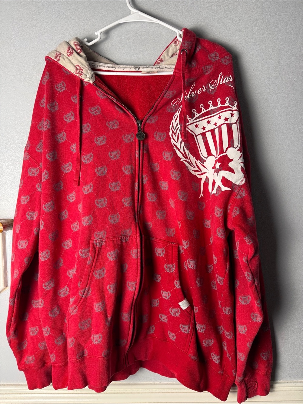 Vintage y2k MMARed Graphic Zip-Up Hoodie Jacket with Crest Accent
